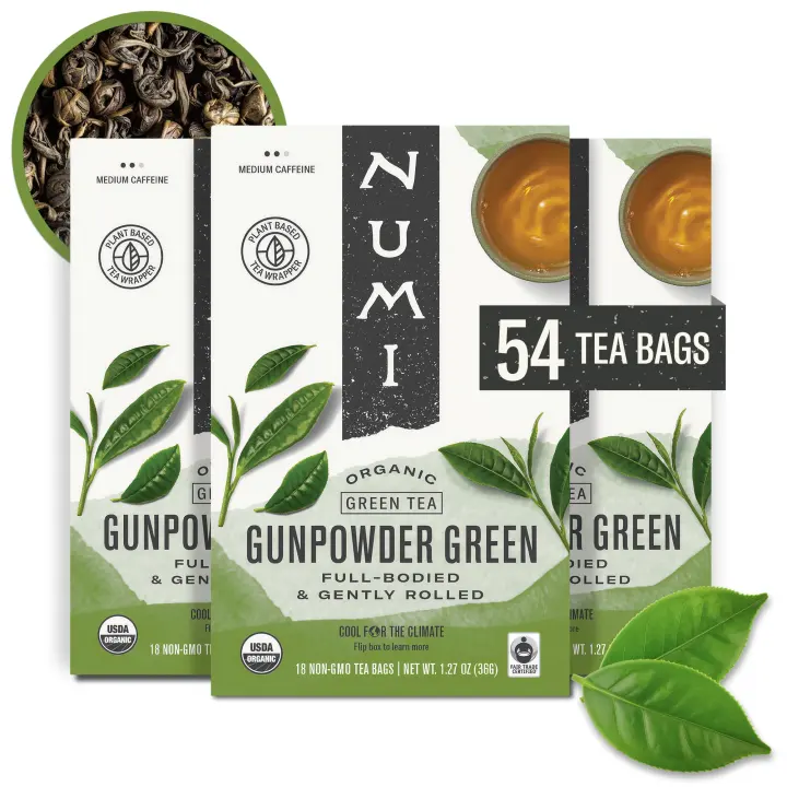Organic Gunpowder Green Tea — 54 Hand-Rolled Tea Bags